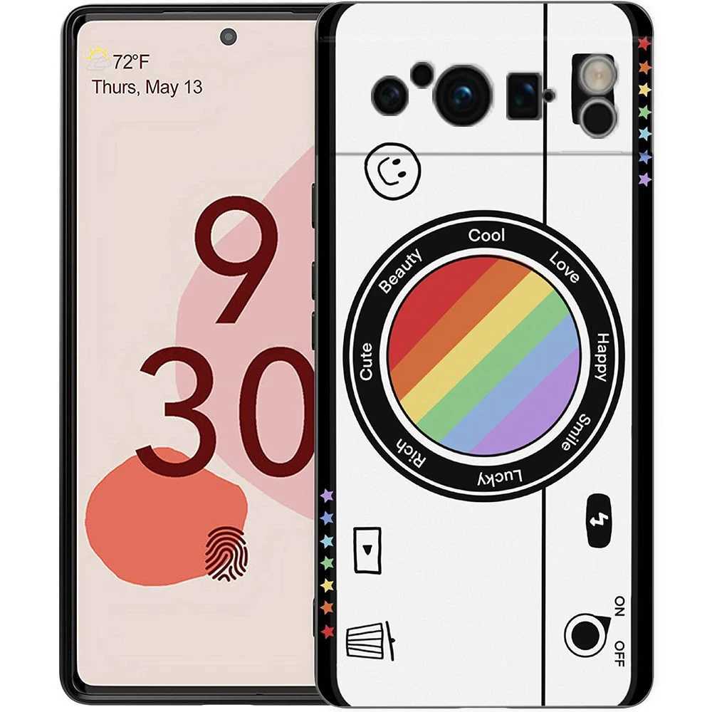 Fashionable classic camera lens phone case cover suitable for Google Pixel 8 7 6 7A 6A Pro 5G shock-absorbing silicone soft 9 8 Pro XL 5G case Z250321
