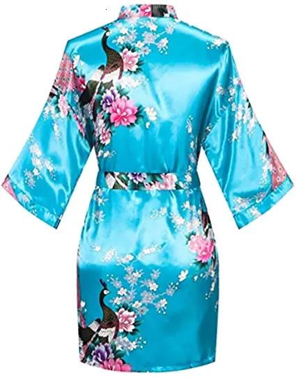 Satin Silk Women Wedding Bridemaid Robe Sexy Crane Print Bathrobe Short Long Kimono Night Gown Robe Fashion Dressing Gown Female 250321