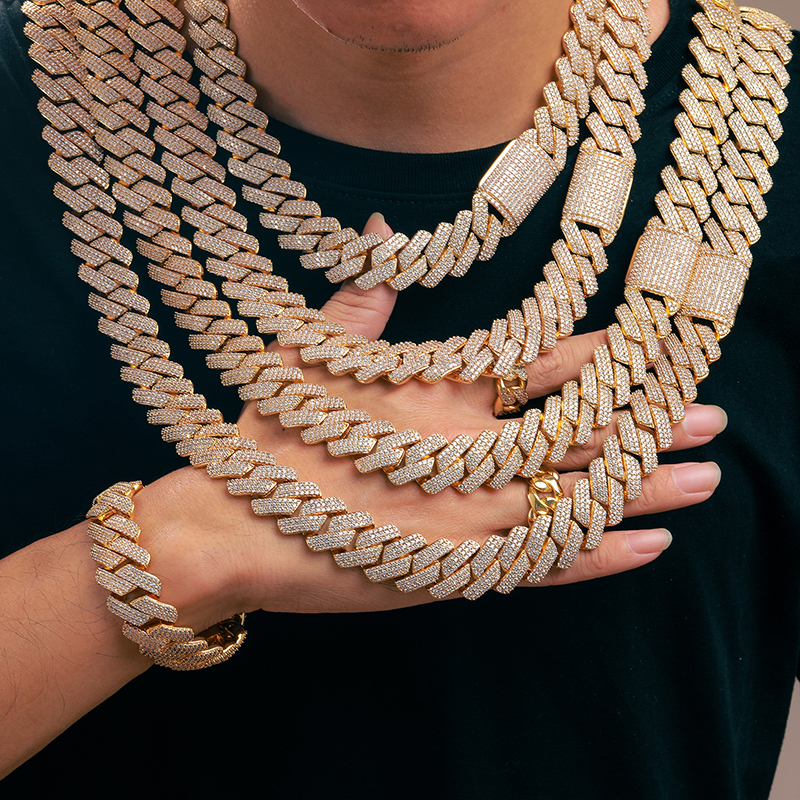 Hip Hop Iced Out 8MM 14MM 20MM Full Miami Curb Cuban Chain Bling CZ Rapper Necklaces For Men Punk Jewelry High Quality Gift