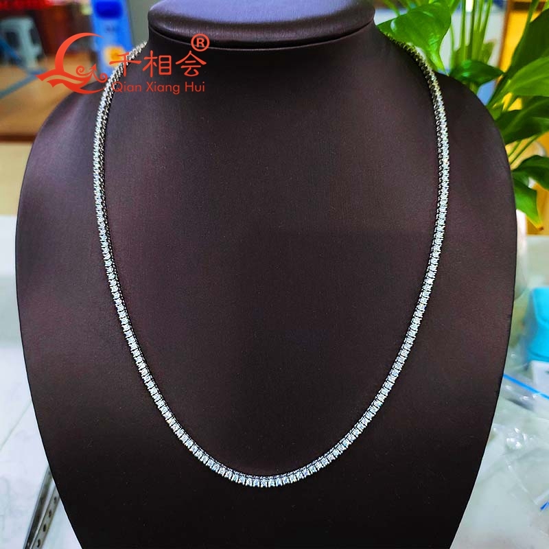 2mm Moissanite Tennis Necklace for Men Women 925 Sterling Silver D VVS White Single Row Jewelry Wedding Dating Gift Party