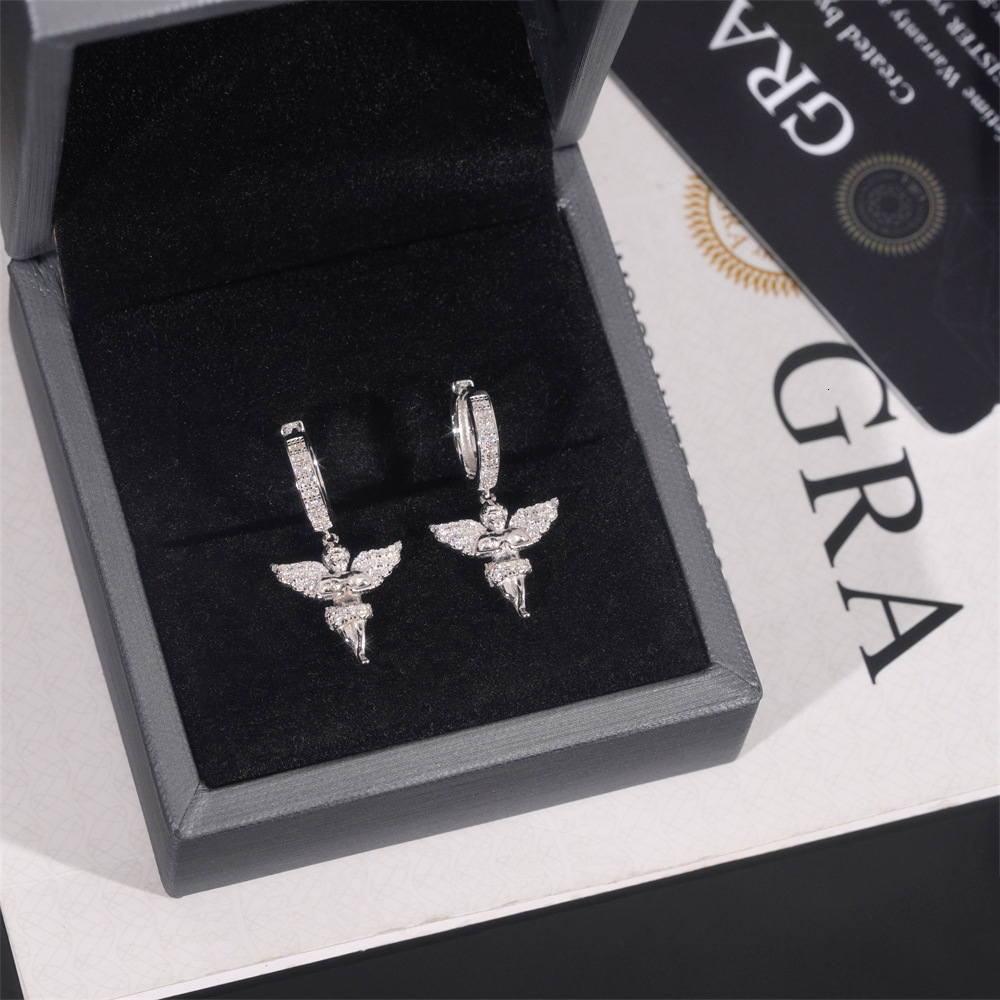 Super Joyful Popular Earrings 925 Silver vvs vs Mo Sangshi Little Angel Showcases Personality Simple Pendant Earrings