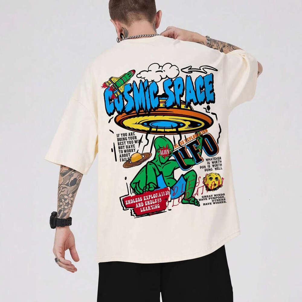 American trend cartoon pattern printed high street loose short sleeved T-shirt for men and women in summer