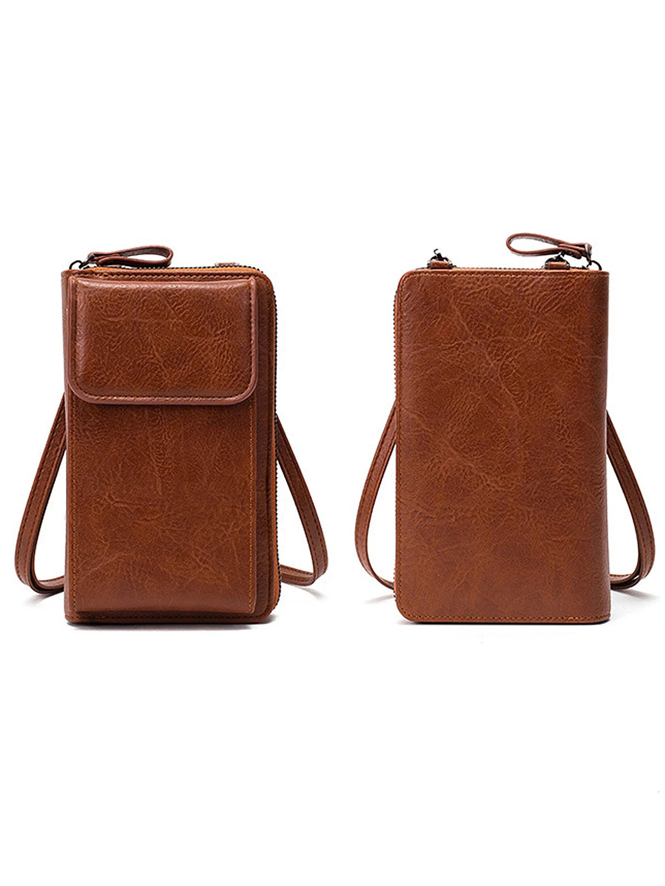All-Match Zipper Shoulder Bag Trendy Solid Color Phone Bag Versatile Purse With Detachable Strap 250314