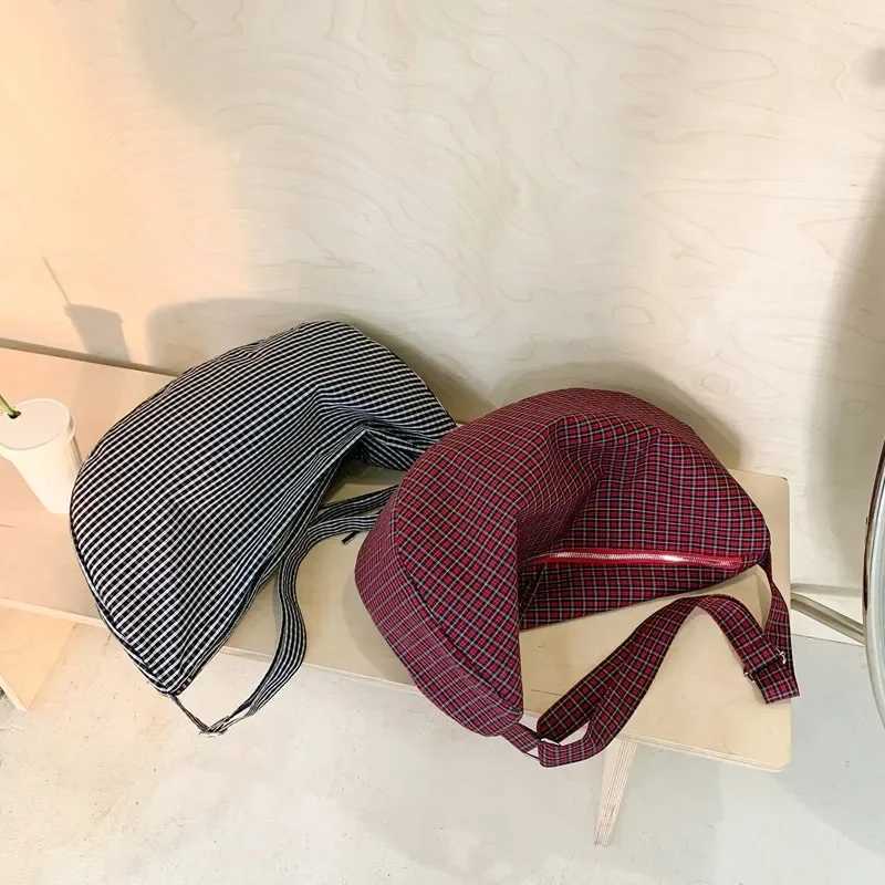 Fashion Nylon Plaid Womens Shoulder Bag 2025 New Casual Large Capacity Communicating Versatile Womens Bag Bolsas De Mujer Y250320