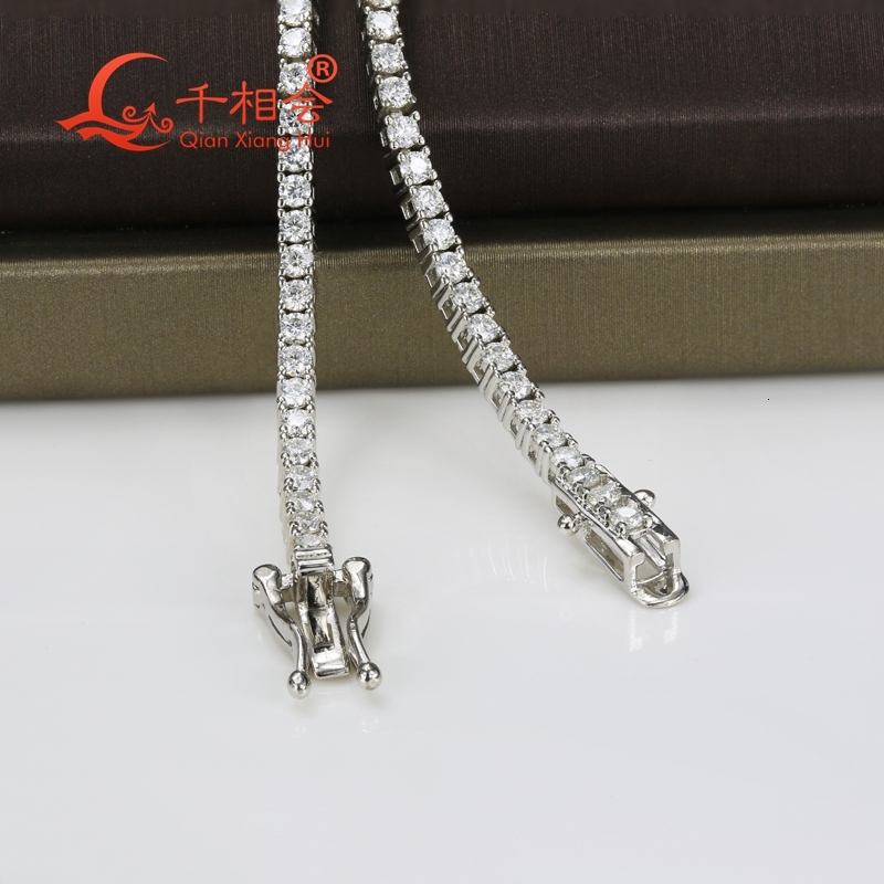 2mm Moissanite Tennis Necklace for Men Women 925 Sterling Silver D VVS White Single Row Jewelry Wedding Dating Gift Party