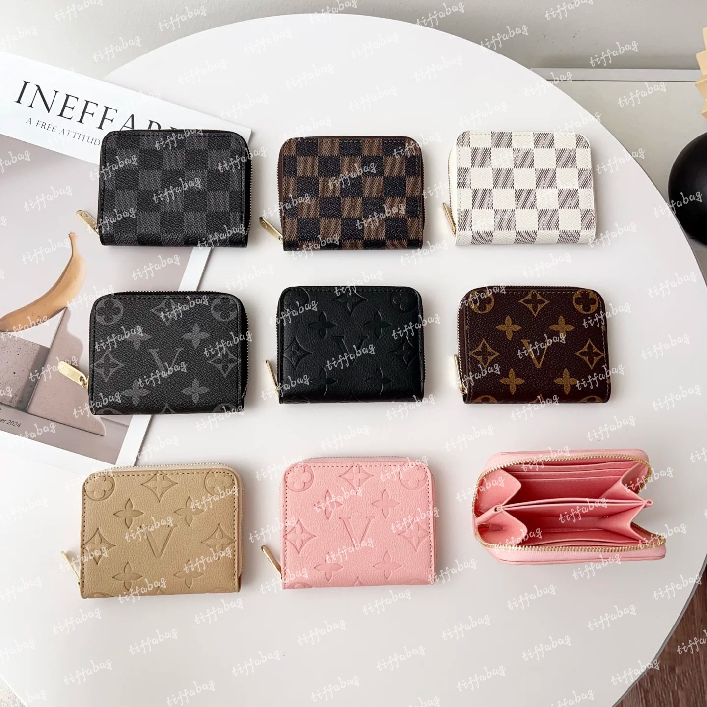 Designer Wallet Card Case Bags For Women High Quality Genuine Leather Caviar Cowhide Golden Hardware Cardholder With Keychain Coin Pouch Designer Wallets with box