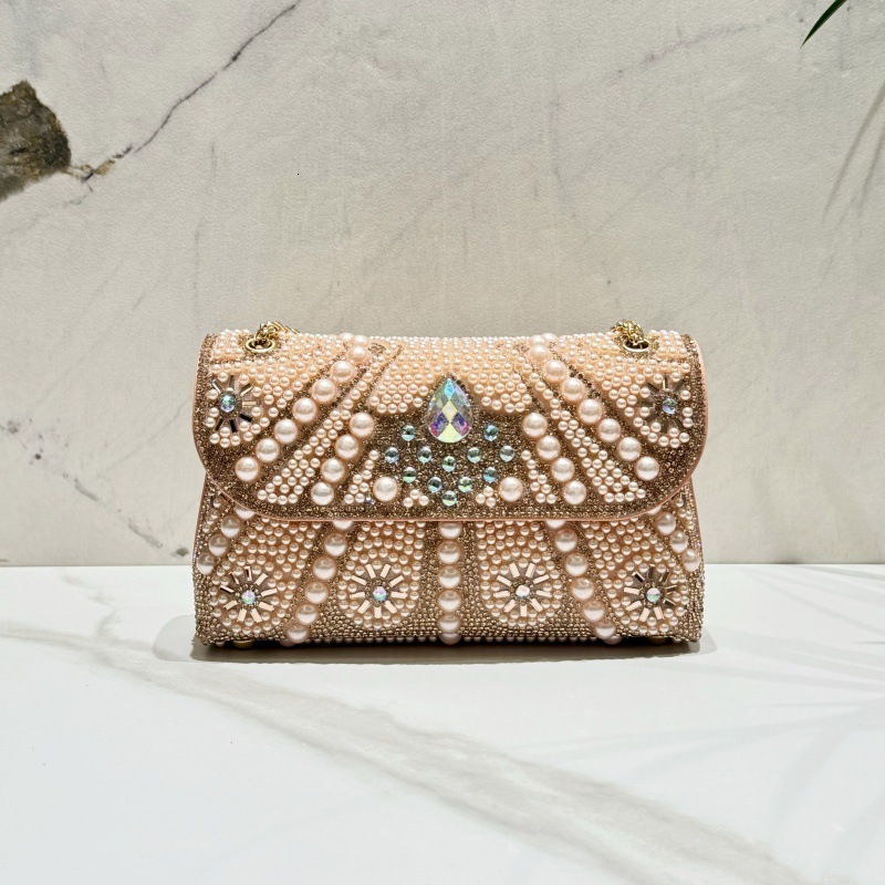 2025 Elegant French Inspired Pearl-Embellished Chain Evening Clutch Versatile Mini Handbag For Women Clutches Casual R250321