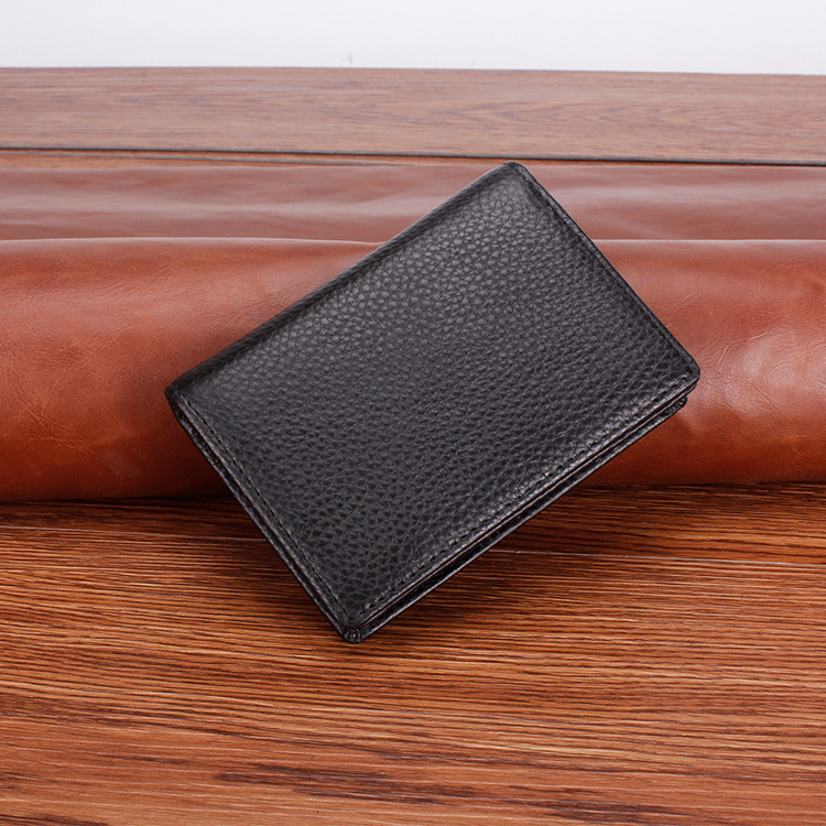 2025S Trend Designer Men S Genuine Leather Lychee Pattern Top Layer Cowhide Business Card Holder ID Slot