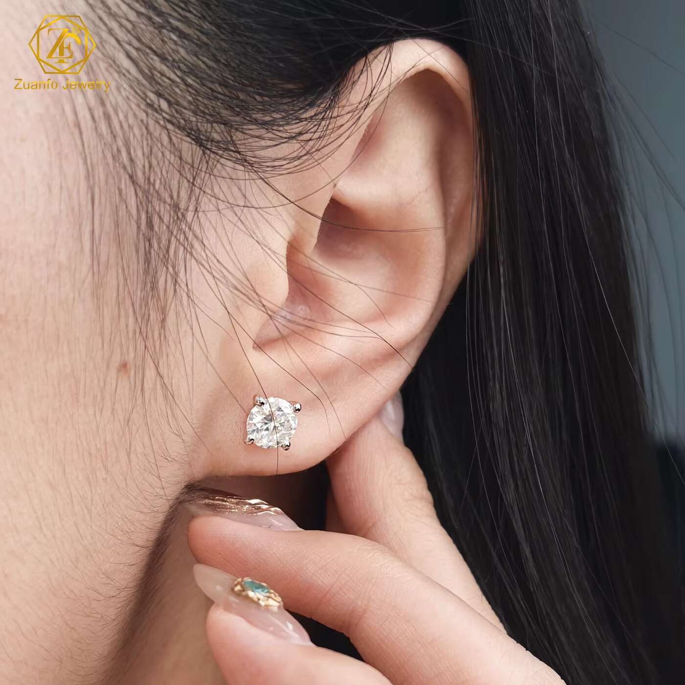 Igi Gia Certified HPHT CVD Made Created Dia 14k Solid Gold 4 Prong Earrings Stud Lab Grown Studs 1 2 3 Carat