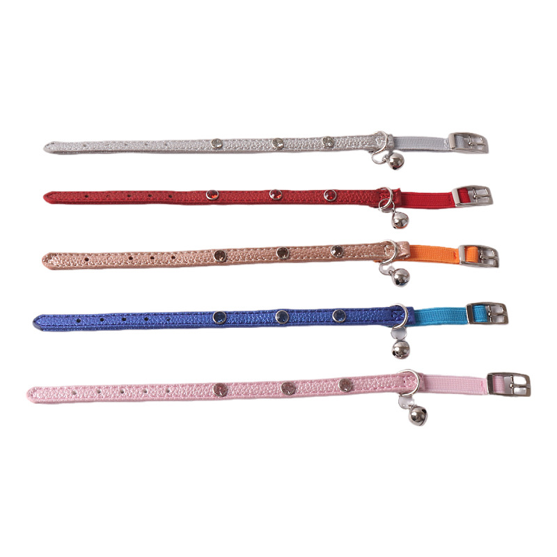Fashion Cat Collar with Bell and Rhinestone, Pet PU Leather Collar Diamond Studded Necklace Small Big Cat Collar for Boy Cats, Girl Cats with Safety E
