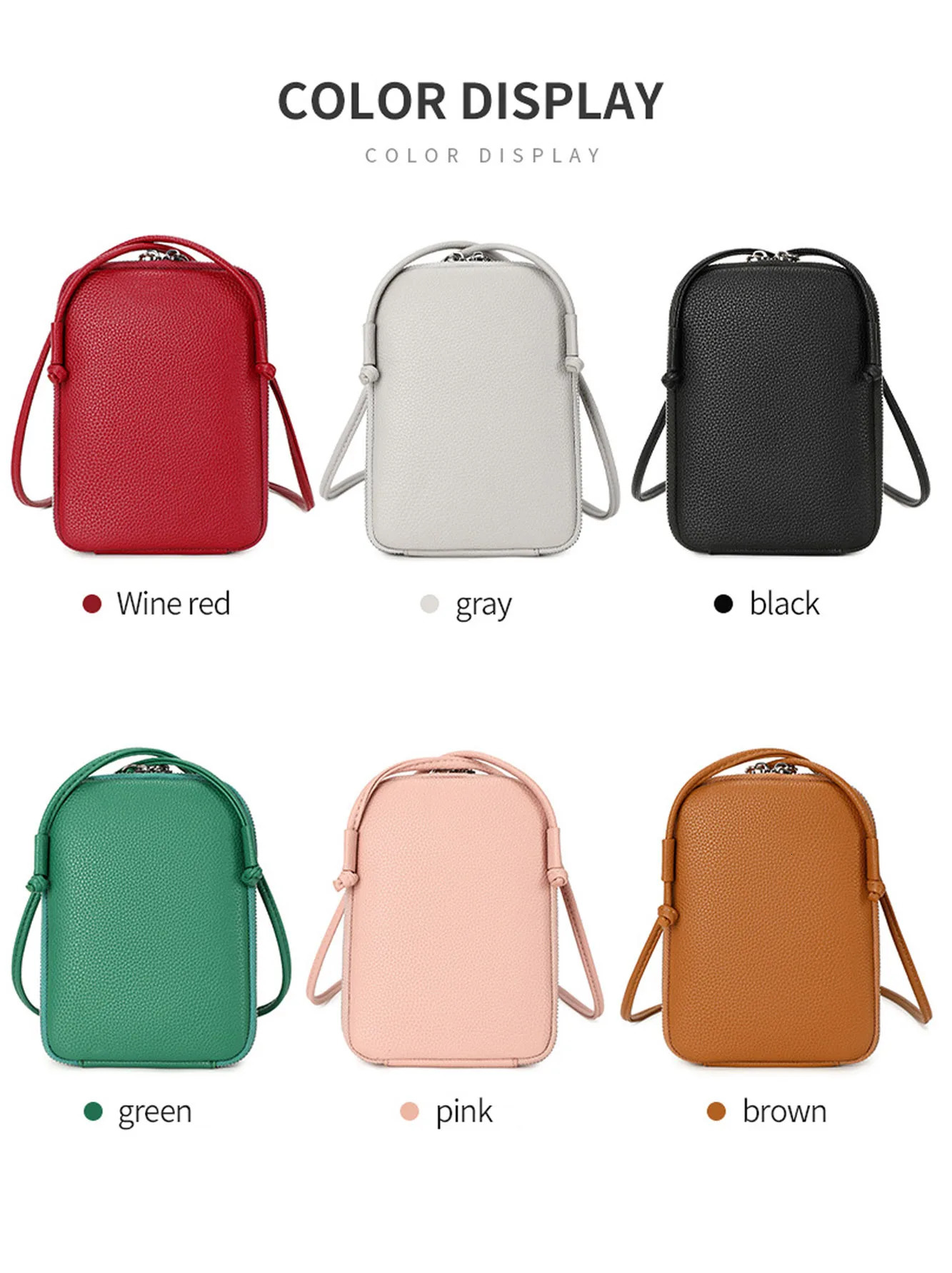 Classic solid color womens crossbody bag high-quality PU leather shoulder bag fashionable large capacity mobile phone bag 250314