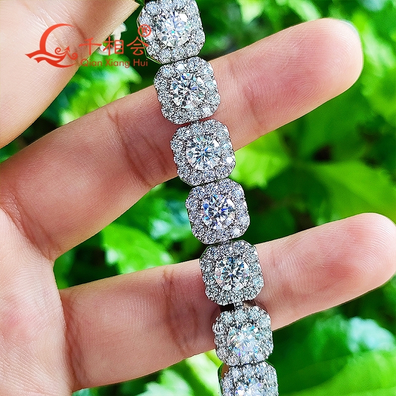 Necklace 10mm 12mm Octagonal Square Hip Hop Silver 925 Cuban Link D VVS Moissanite ice cut Link Chain Jewelry Women Men Gifts