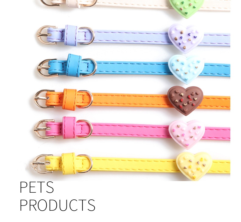Soft Durability Leather Cat Collar with Bell and Removable Heart-shaped Cake Decoration Kitten Collar, Small and Big Cat Cute Collar for Boy Cats, Gir