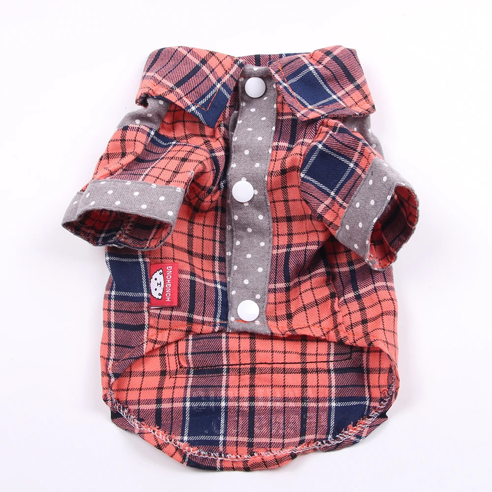 Dog Pet Shirt Plaid Bike 100% Cotton Cat Puppy Shirts Spring/Summer Clothes Apparel 250318