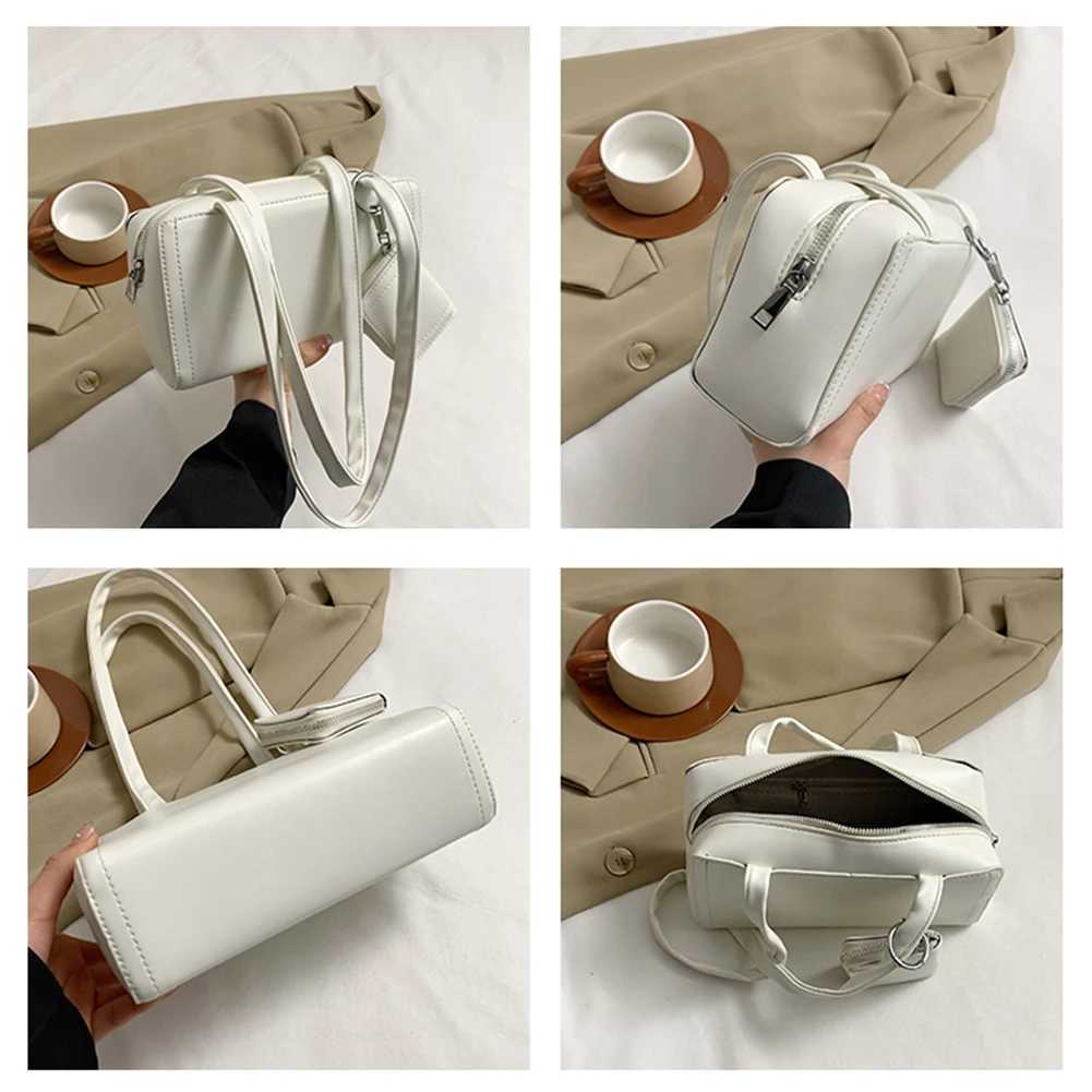 Womens fashionable shoulder bag PU leather casual handbag large capacity date armrest bag business bag with matching clutch set Y250320