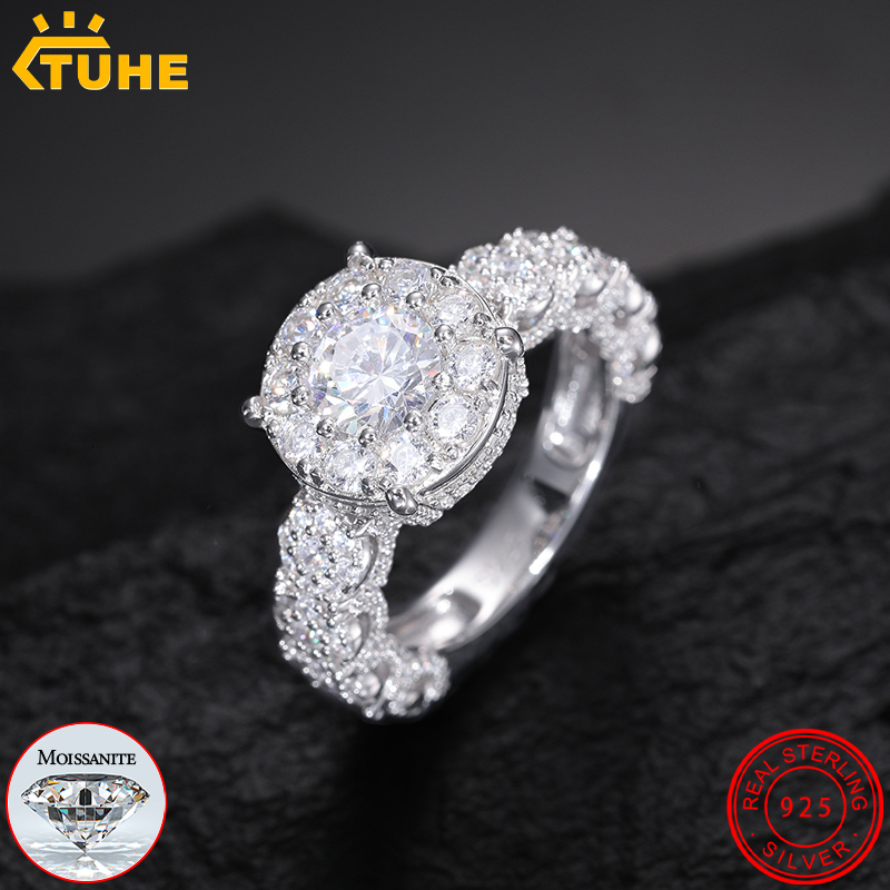Round Cut Moissanite Diamond Ring for Women Men 18K Gold Plated 100% Silver 925 Certified Band Wedding Style Ring Jewelry Gifts