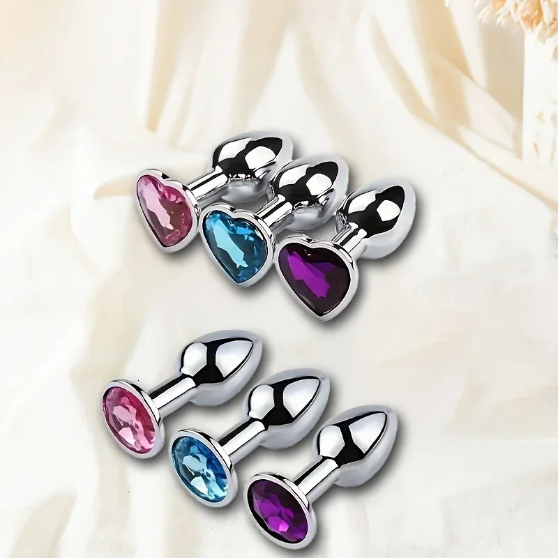 1PC Metal Butt Toys Heart Shaped Anal Trainer Jewel Butt Plug Kit SM Adult Gay Anal Plugs 250320