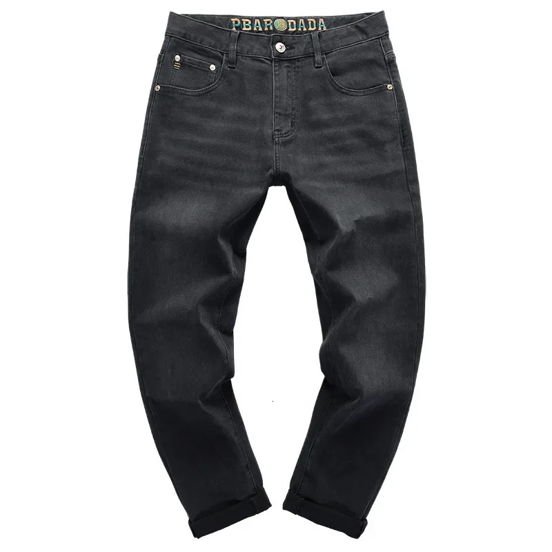 Mens business European slim straight leg jeans soft brushed wearing a casual appearance high stretch denim Trouser y250320