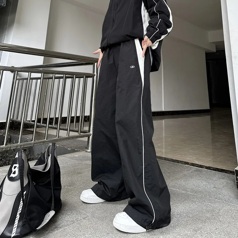 Y2K retro fashion loose pants 2024 casual street hiphop luggage high waist wide leg Trouser solid jogging womens clothing 250320