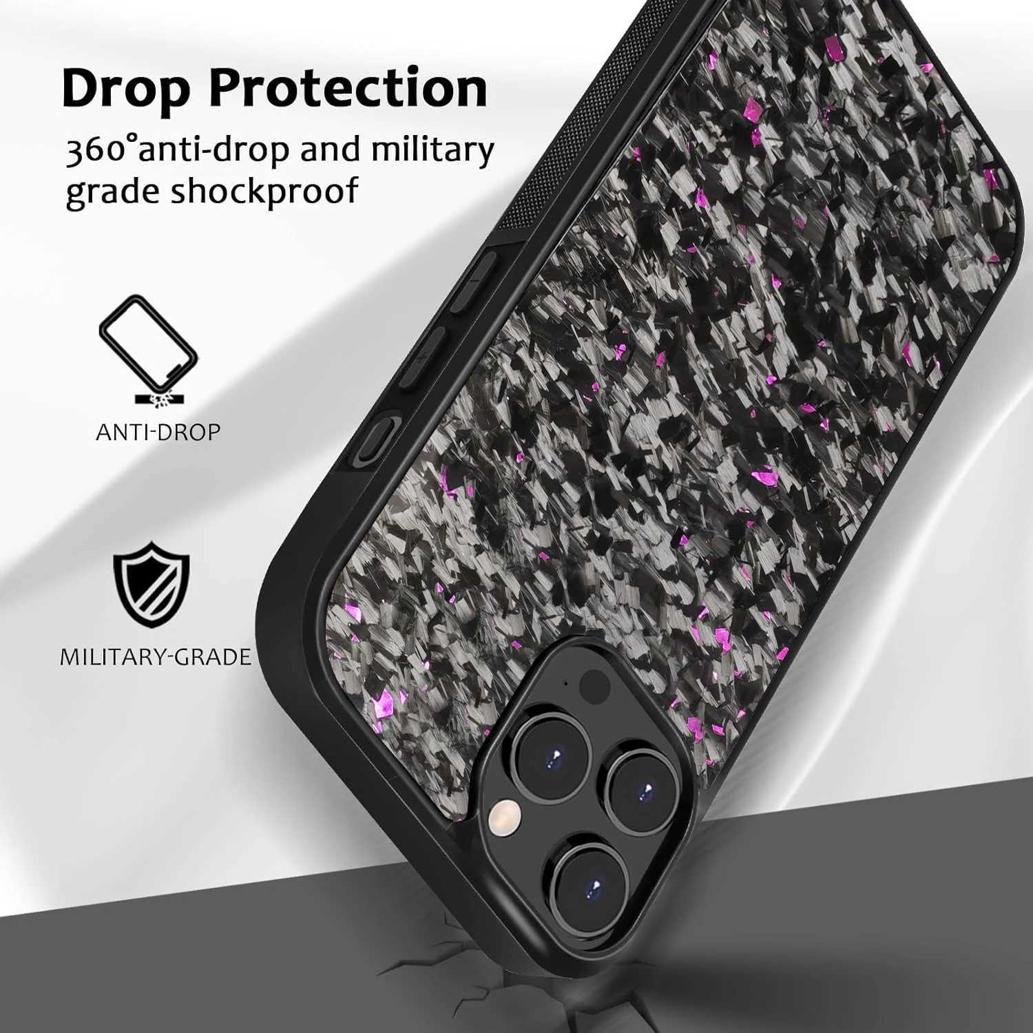 Luxury Gloss True Carbon Fiber Sheath for iPhone 15 Pro Max 14 13 11 Case Wireless Charging Forged Fiber Cover Shock Resistant O250321