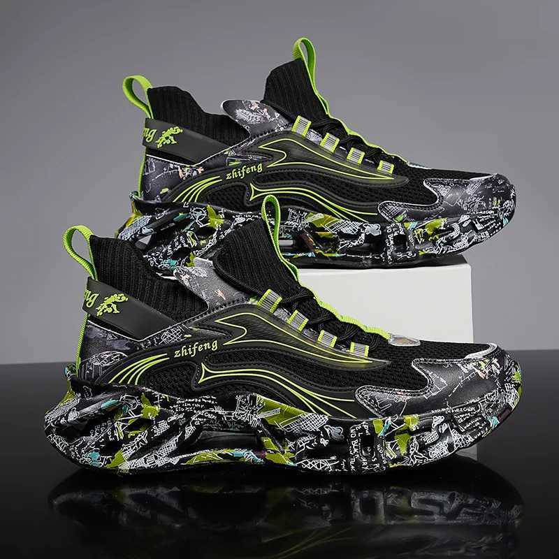 High Street Graffiti mens sports shoes Wen lightweight silver wing running shoes Cfy cushioned socks sports walking shoes M shoes Y250320