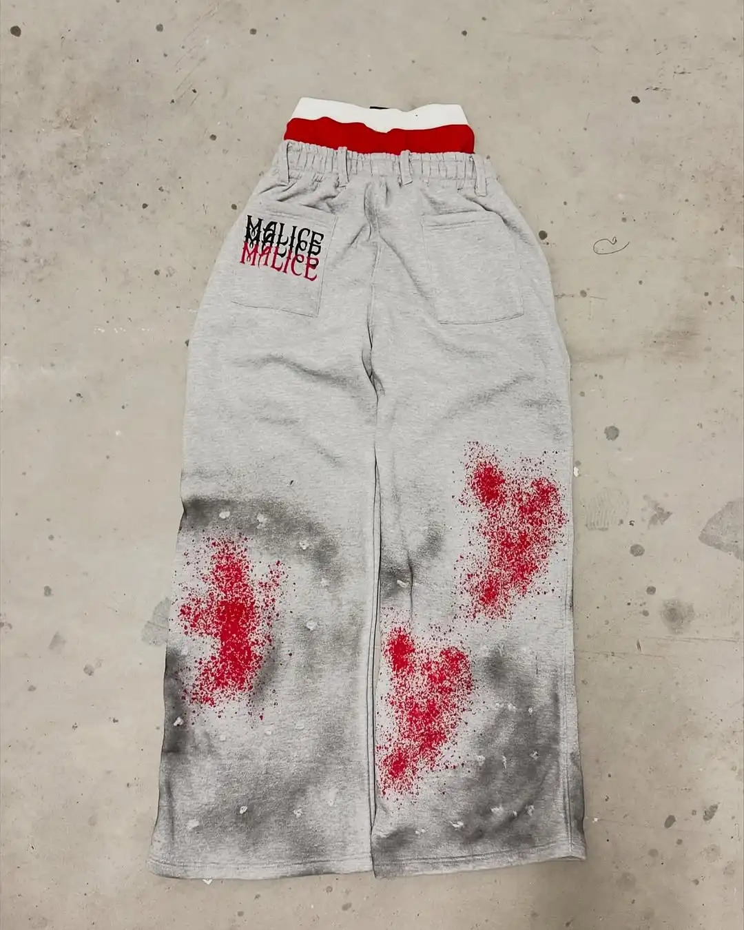American Gothic Old Inkjet Painted Letter Printing Double Layer Sports Casual Pants Mens Loose Hip-hop Rap Street Trendy Pants 250320