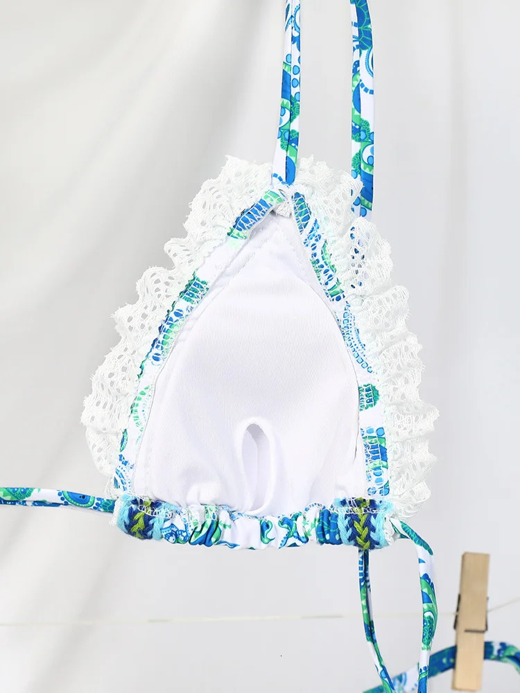 ZRTAK sexy womens swimsuit 2025 lace bikini mini folding high cut hanger 2piece Biquini set 250320