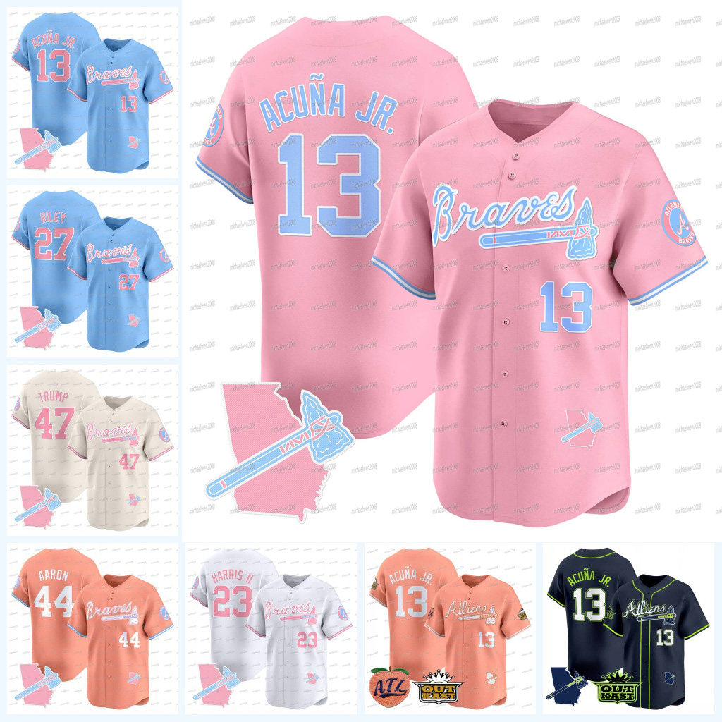 Braves Bubblegum Pink Jersey Ronald Acuna Jr. Michael Harris II Marcell Ozuna Austin Riley Matt Olson Ozzie Albies Sean Murphy