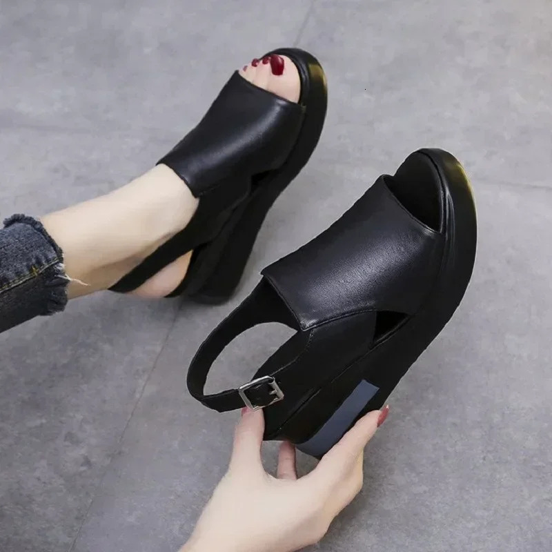 Summer Wedge Platform Sandals Fashion Retro Romen Beach Shoes Womens Casual Peek Toe Soft and Comfortable 250321BJ