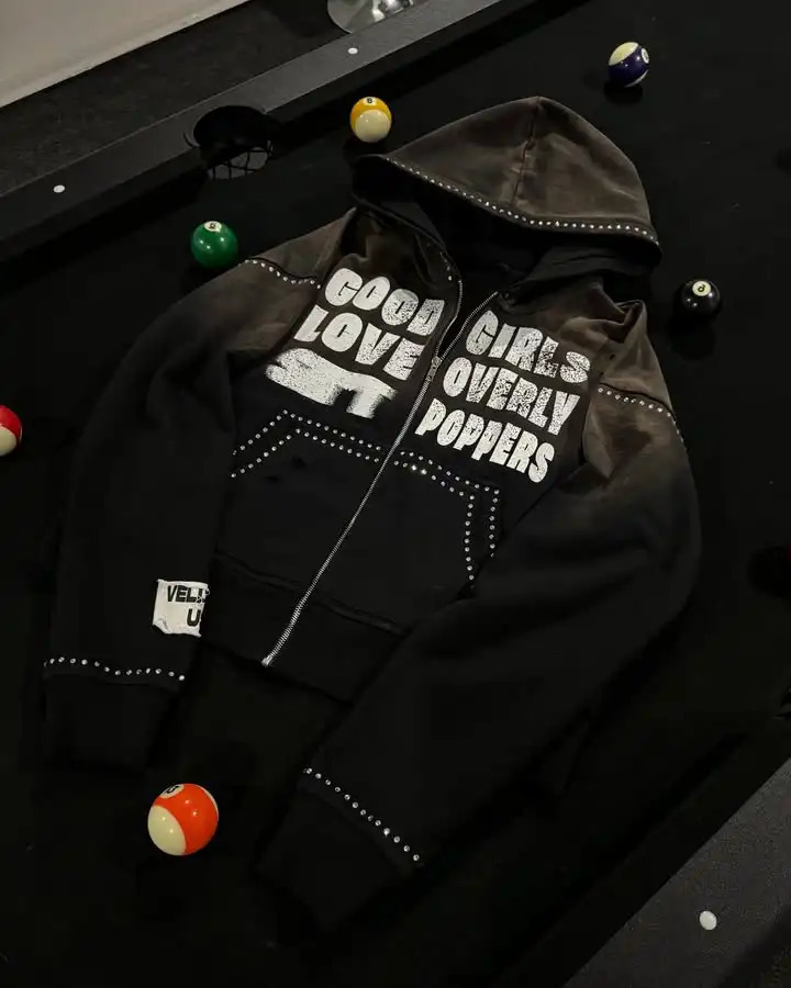 Vintage Hoodie Y2K Mens Harajuku Gothic Hip Hop Alphabet Graphic Abuse Retro Super Big Sportswear Zipper Jacket 250317