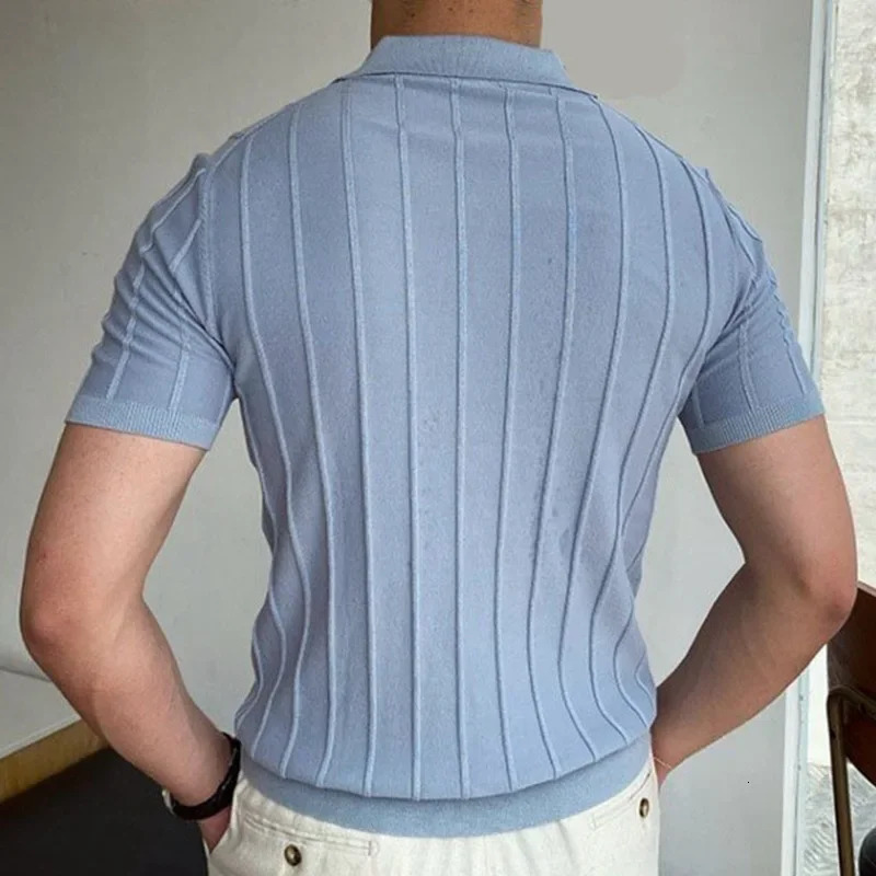 Mens short sleeved polo shirt lapel business casual style solid color sweater fashion n plus size 250320