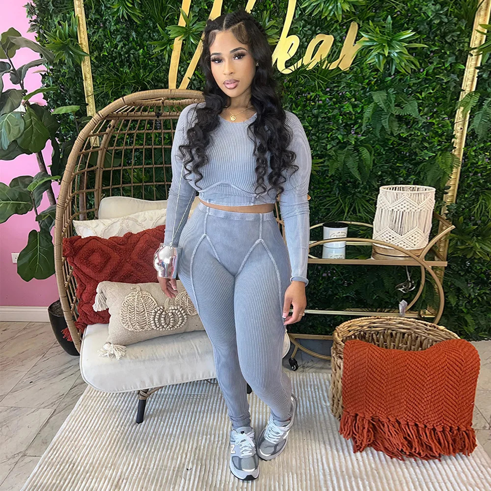 Sports customization two-piece fitness knitted pants set wholesale casual womens waist belt two-piece knitted set womens clothing 250318
