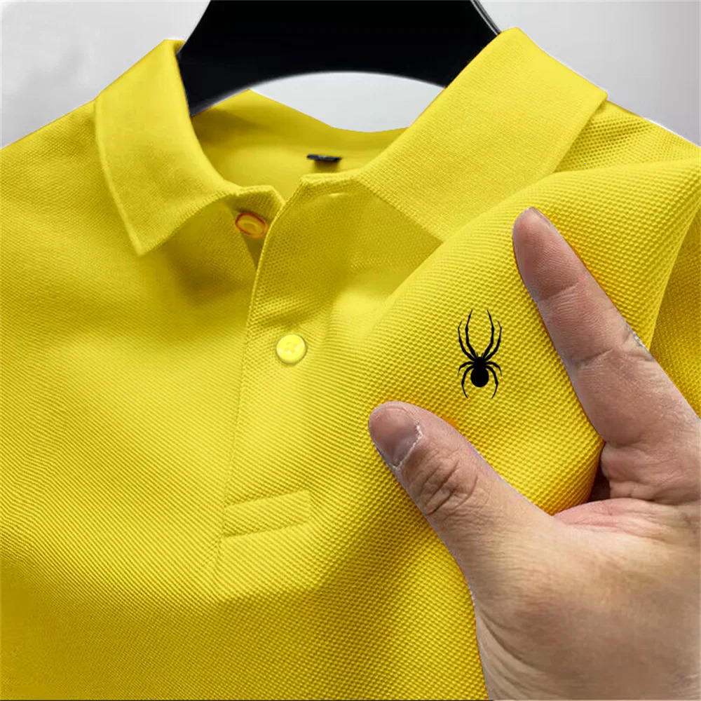 Summer highend mens polo shirt fast drying breathable casual fashionable business sports short sleeved clothing 250320