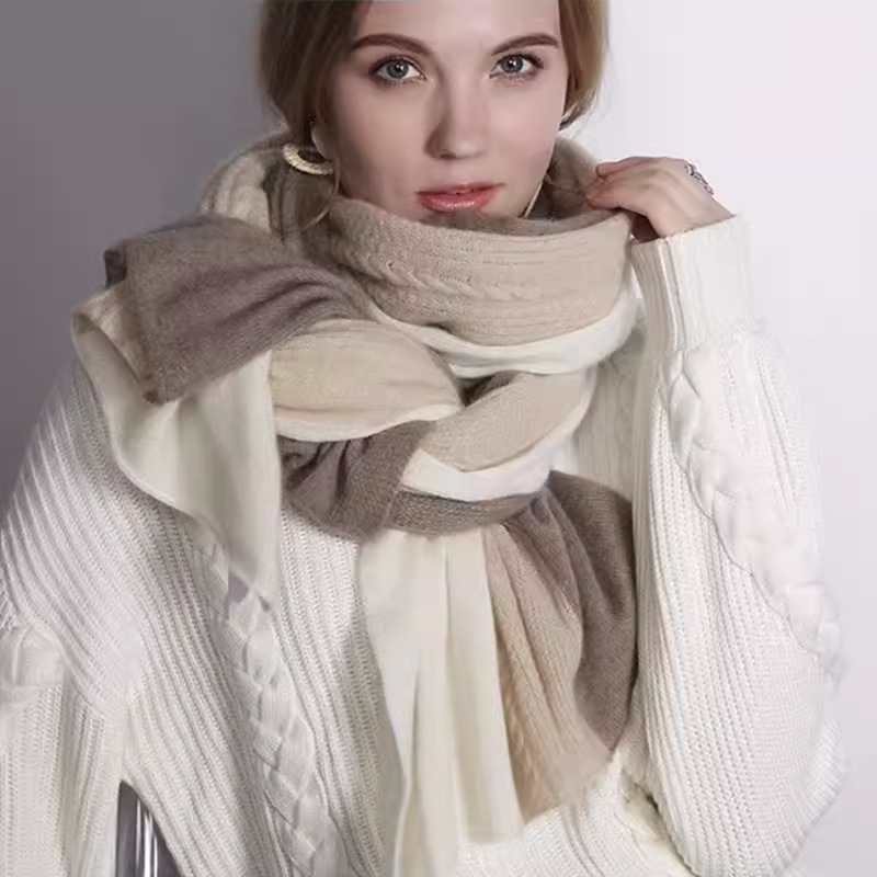 K194 Selected Merino fine pure wool European and American style knitted large shawl scarf autumn and winter warm wool neckerchief for women