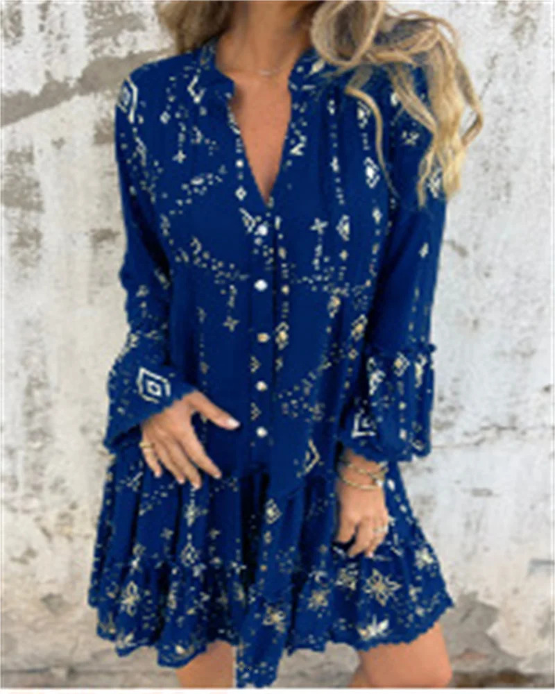 Plus Size Autumn Winter Fashion Casual Solid Color Embossed Fashion Trumpet Lace Sleeve Hollow Out Plus Size Dress Womens 250320