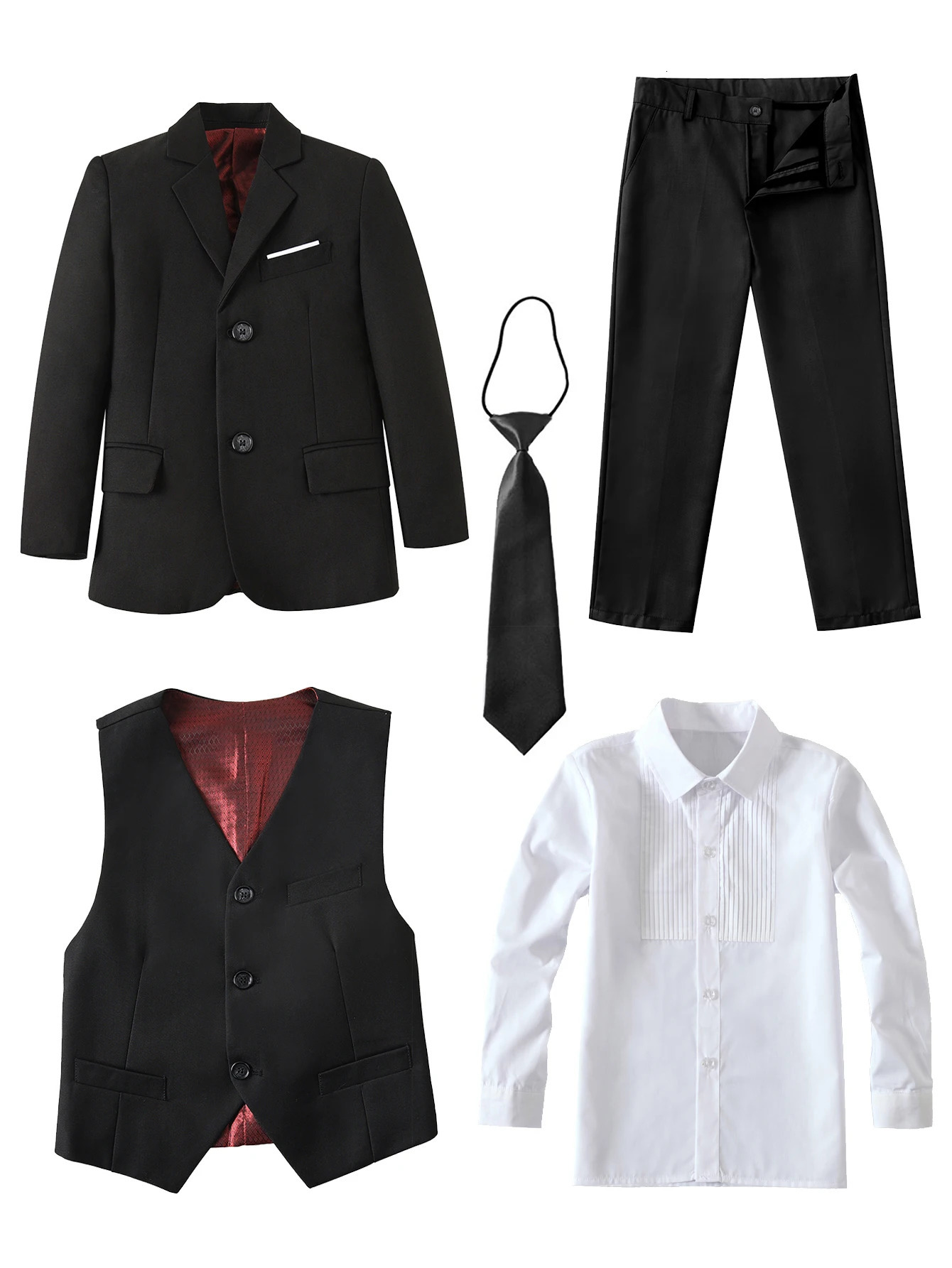 Boys Suits Colorful Formal Suits 5 Piece Slim Fit Dresswear Suit Set School Uniforms 250320