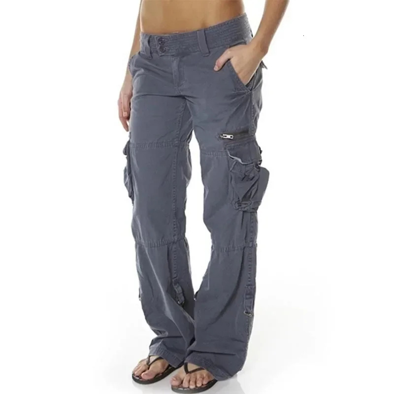 Womens cargo trousers Straight Leg Pants with Multiple Pockets and Casual Loose Fitting Spring and Autumn Workwear Pants 250320