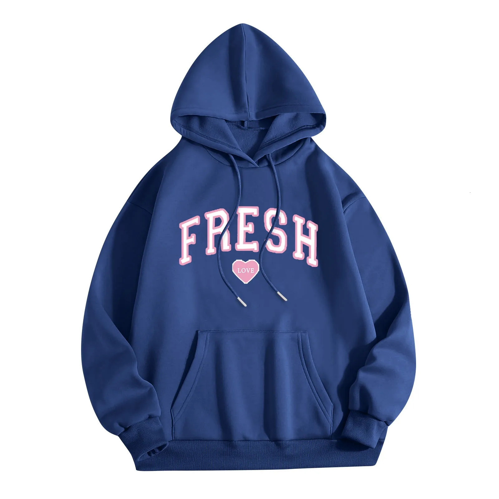 Printed Letter Crew Neck Sweatshirt Fresh Love Hooded Pullover Sweatshirt American Vintage Long Sleeve Classic Y2k Hoodies 250320