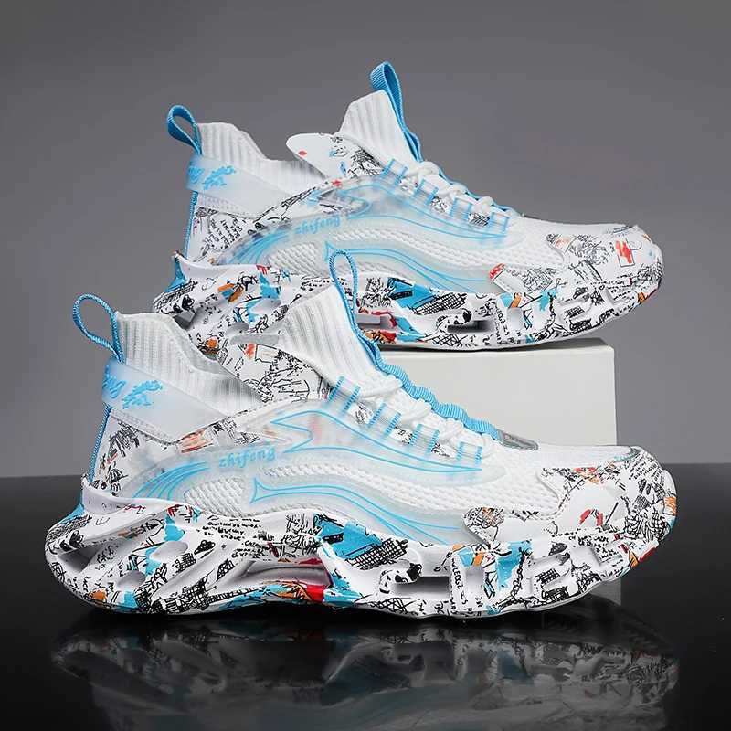 High Street Graffiti mens sports shoes Wen lightweight silver wing running shoes Cfy cushioned socks sports walking shoes M shoes Y250320