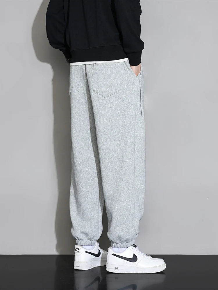 Large size mens sports pants 8XL 7XL 6XL shirt elastic waist casual pocket black gray cotton jogging loose 250320