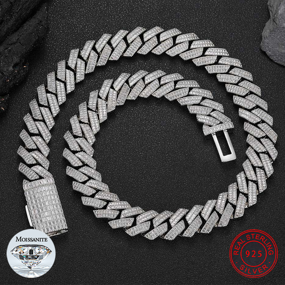 Hip-hop Fashion Jewelry With GRA Certificate VVS Moissanite Cuban Link Chain S925 Sterling Silver D Color Moissanite Necklaces