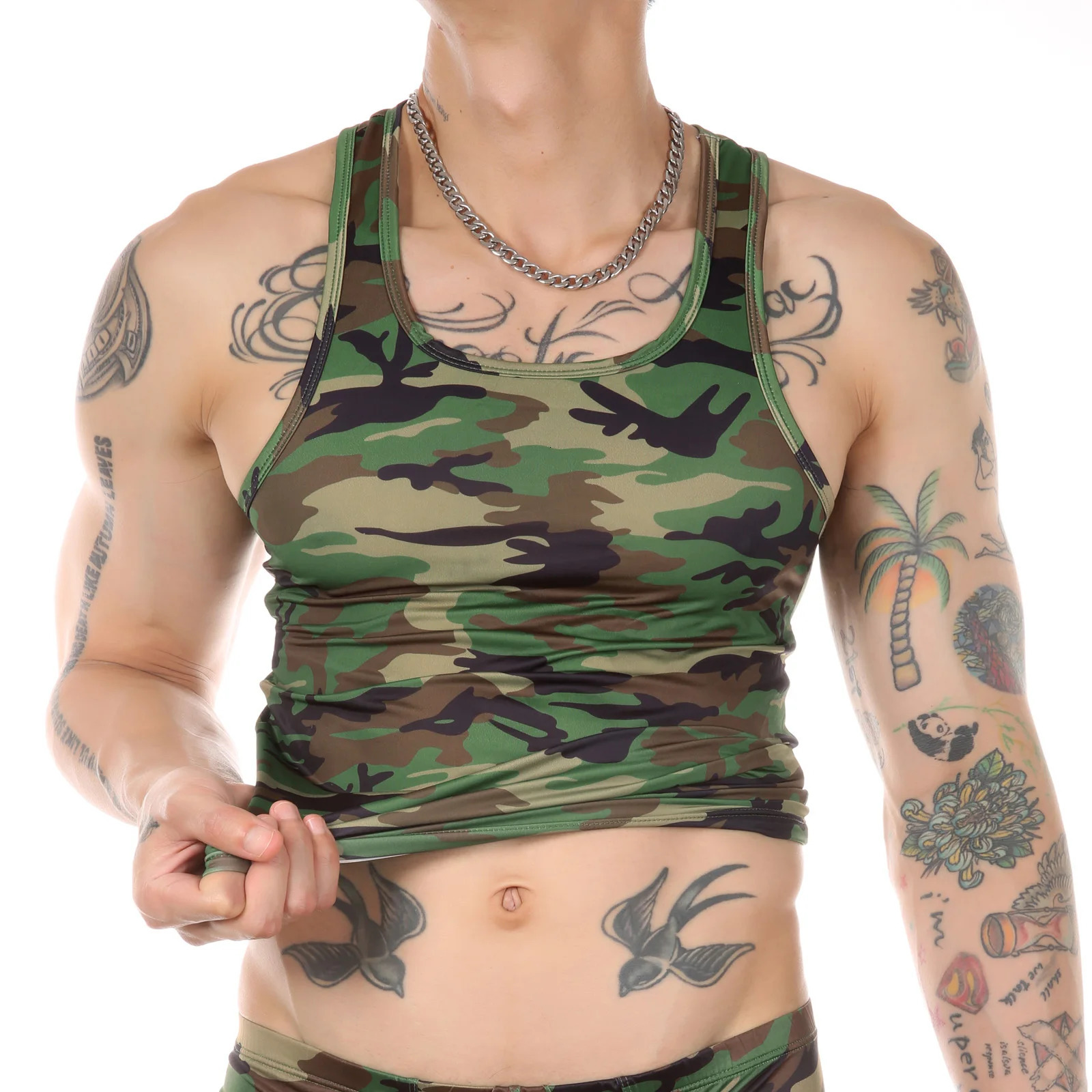 CLEVER-MENMODE Men Muscle Vests Underwear Sleeveless Shirt Tank Top Undershirts Bodybuilding Clothing Camouflage Singlet 250320