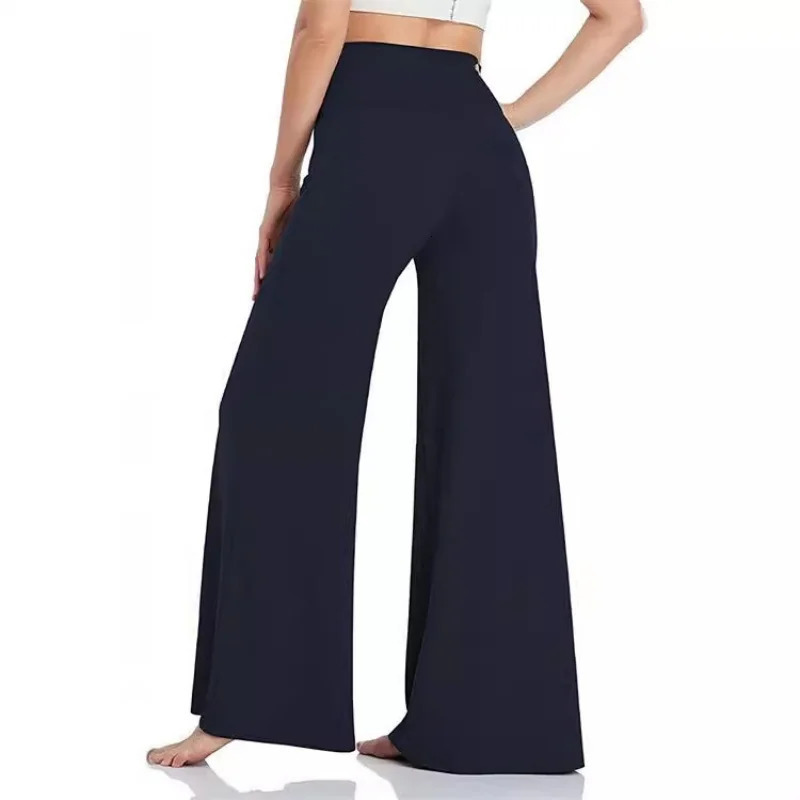 Fashionable womens oversized luggage pants elegant solid elastic waist straight basic casual loose office Trouser 250320