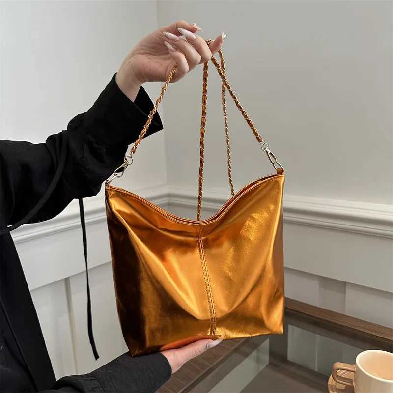 PU Top Handbag Luxury Designer Shoulder Bag Womens Fashion Shopping Bag High Capacity Silver Gold Casual Underwear Handbag Y250320
