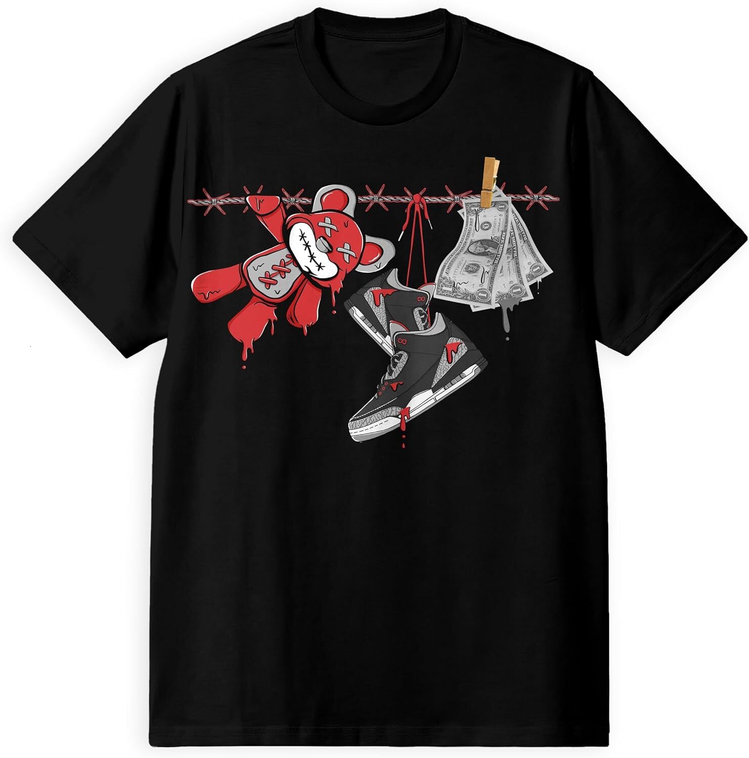 T shirt for Mens AJ 3 Black Cement 3s OG 2024 Shirt, Shoes Drip, Shirts Match Sneakers 2D Sneaker Graphic Tee Casual Tops Clothes Short sleeve