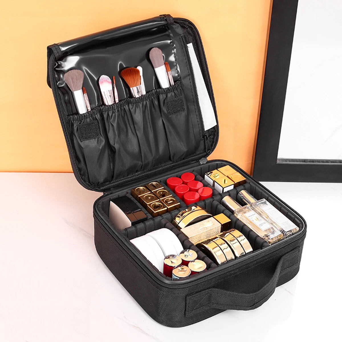 Three layer makeup box large waterproof Oxford cloth mannequin makeup toolbox travel underwear storage box 250320