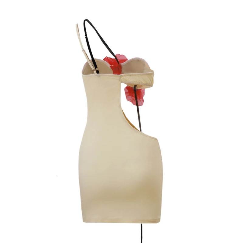 Candy Sexy Irregular Y2K Sticker Splice One line Neck Sling Dress Summer Party Elegant Evening Ladies Womens Clothing 250320