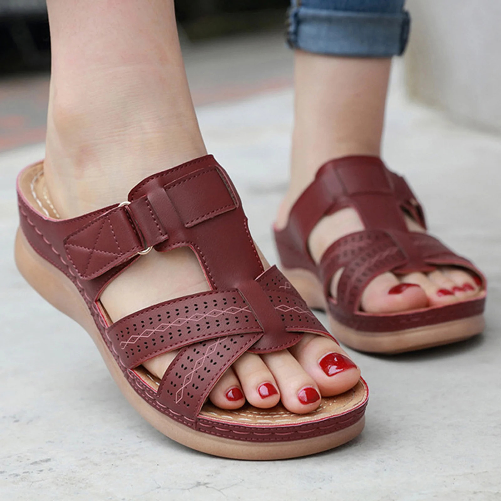 Womens orthodontic open toe sandals non slip walking strictly support shopping strokes 250321BJ