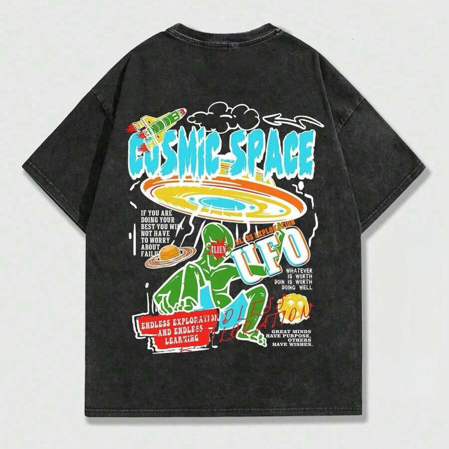 American trend cartoon pattern printed high street loose short sleeved T-shirt for men and women in summer