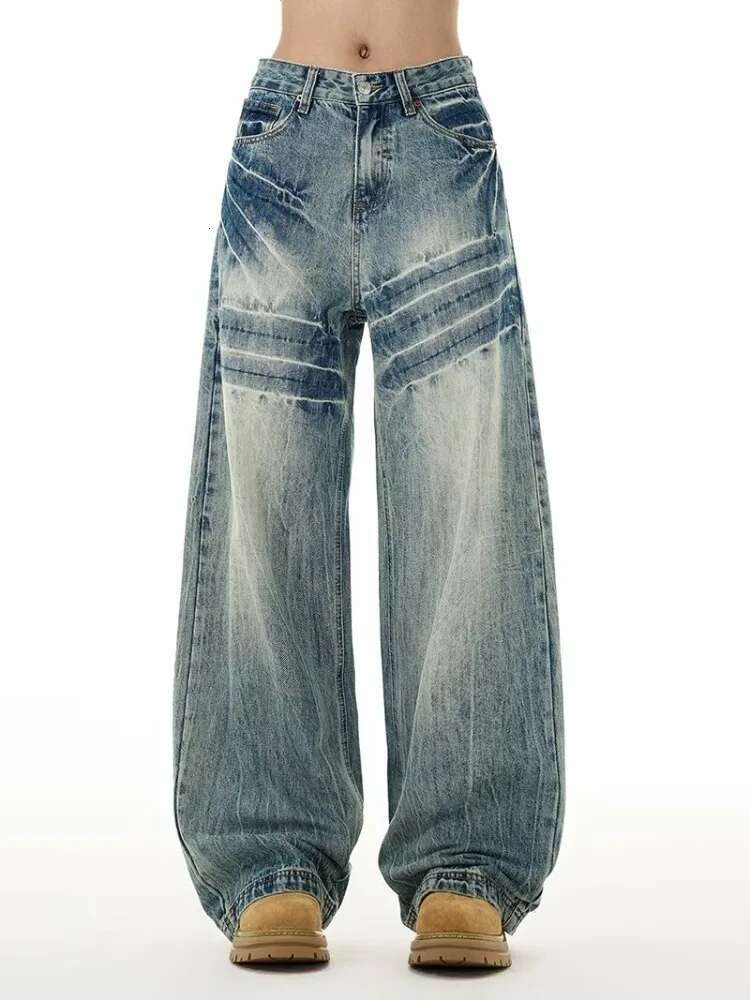 Designer Jeans Men's Fashion Design Baggy Jeans Vintage Blue Personality Youth Streetwear Wide Leg Pants Korean High Street Male Denim Trousers